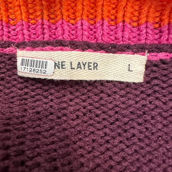 Marine Layer Burgundy Oversized Sweater LARGE V-Neck Preppy Cotton Wool $148 - Picture 10 of 11